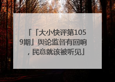 「大小快评第1059期」舆论监督有回响，民意就该被听见