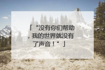 “没有你们帮助，我的世界就没有了声音！”