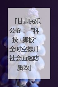 甘肃民乐公安：“科技+脚板”全时空提升社会面巡防质效