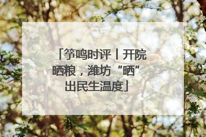 筝鸣时评丨开院晒粮，潍坊“晒”出民生温度