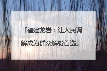 福建龙岩：让人民调解成为群众解纷首选
