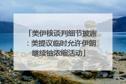 美伊核谈判细节披露：美提议临时允许伊朗继续铀浓缩活动