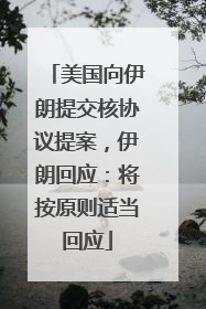 美国向伊朗提交核协议提案，伊朗回应：将按原则适当回应