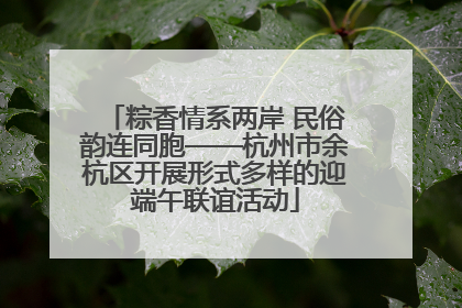 粽香情系两岸 民俗韵连同胞——杭州市余杭区开展形式多样的迎端午联谊活动