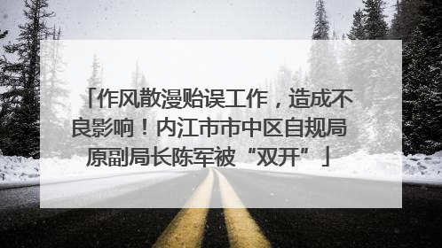 作风散漫贻误工作，造成不良影响！内江市市中区自规局原副局长陈军被“双开”