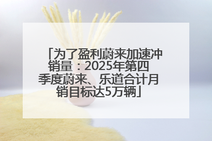 为了盈利蔚来加速冲销量：2025年第四季度蔚来、乐道合计月销目标达5万辆