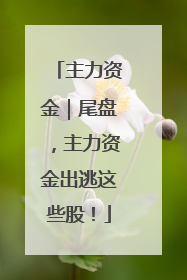 主力资金｜尾盘，主力资金出逃这些股！