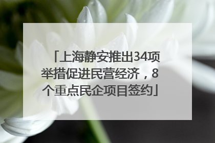 上海静安推出34项举措促进民营经济，8个重点民企项目签约