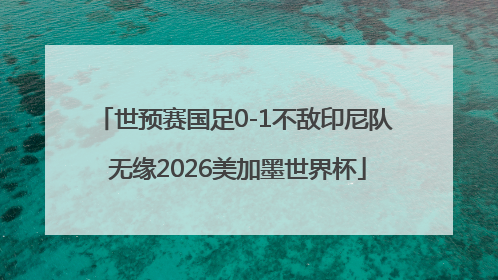 世预赛国足0-1不敌印尼队 无缘2026美加墨世界杯