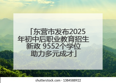东营市发布2025年初中后职业教育招生新政 9552个学位助力多元成才