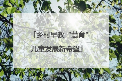 乡村早教“慧育”儿童发展新希望