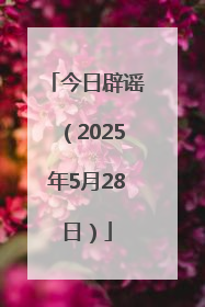 今日辟谣（2025年5月28日）