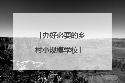 办好必要的乡村小规模学校