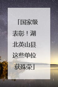 国家级表彰！湖北英山县这些单位获殊荣