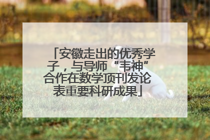 安徽走出的优秀学子，与导师“韦神”合作在数学顶刊发论表重要科研成果