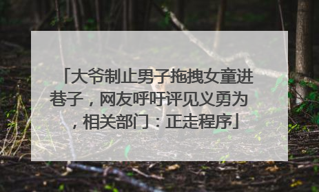 大爷制止男子拖拽女童进巷子，网友呼吁评见义勇为，相关部门：正走程序
