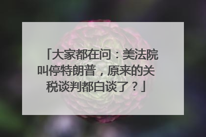 大家都在问：美法院叫停特朗普，原来的关税谈判都白谈了？