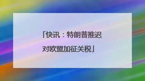 快讯：特朗普推迟对欧盟加征关税
