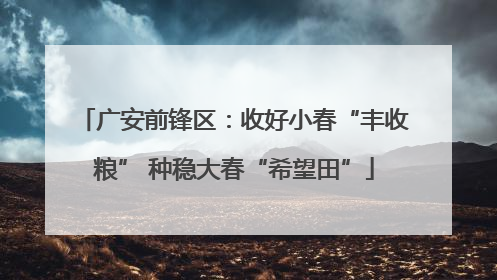 广安前锋区：收好小春“丰收粮” 种稳大春“希望田”