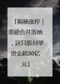 揭秘涨停｜重磅合并落地，这只股封单资金超30亿元