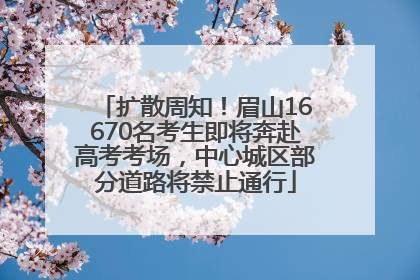 扩散周知！眉山16670名考生即将奔赴高考考场，中心城区部分道路将禁止通行