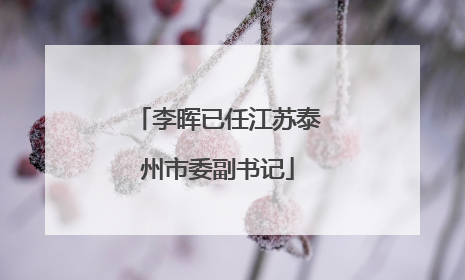 李晖已任江苏泰州市委副书记
