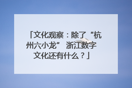文化观察：除了“杭州六小龙” 浙江数字文化还有什么？
