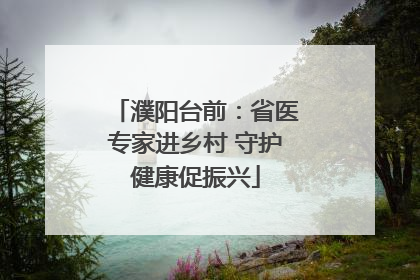 濮阳台前：省医专家进乡村 守护健康促振兴