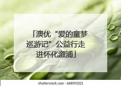 澳优“爱的童梦巡游记”公益行走进怀化溆浦