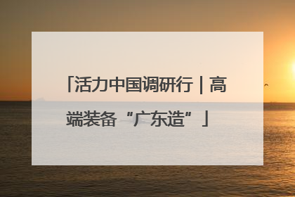 活力中国调研行｜高端装备“广东造”
