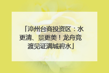 漳州台商投资区：水更清、景更美！龙舟竞渡见证满城碧水