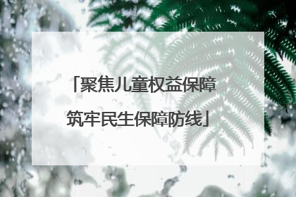 聚焦儿童权益保障 筑牢民生保障防线