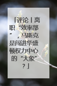 评论丨离职“效率部”，马斯克是闯进华盛顿权力中心的“大象”？