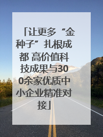 让更多“金种子”扎根成都 高价值科技成果与300余家优质中小企业精准对接