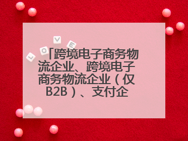 跨境电子商务物流企业、跨境电子商务物流企业（仅B2B）、支付企业备案操作指南