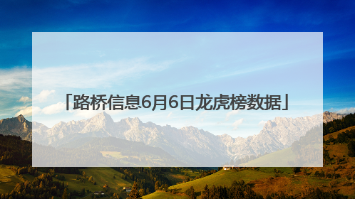 路桥信息6月6日龙虎榜数据