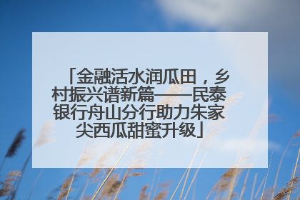 金融活水润瓜田，乡村振兴谱新篇——民泰银行舟山分行助力朱家尖西瓜甜蜜升级