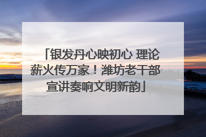 银发丹心映初心 理论薪火传万家！潍坊老干部宣讲奏响文明新韵
