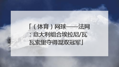 （体育）网球——法网：意大利组合埃拉尼/瓦瓦索里夺得混双冠军