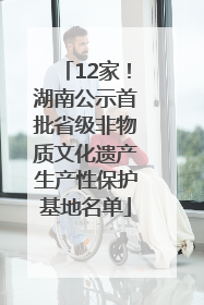 12家！湖南公示首批省级非物质文化遗产生产性保护基地名单