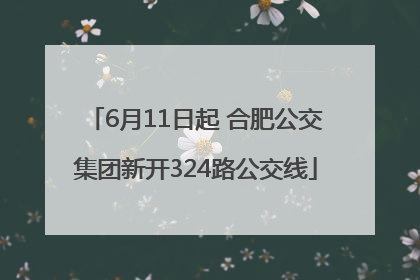 6月11日起 合肥公交集团新开324路公交线